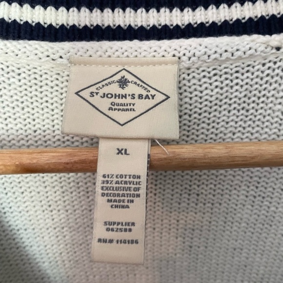 St. John’s Bay NWT varsity men’s knit cream & navy cardigan size XL - Picture 4 of 10